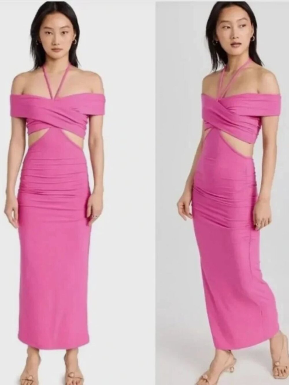 Jonathan Simkhai Akane Pink Ribbed Knit Cutout Dress Size S